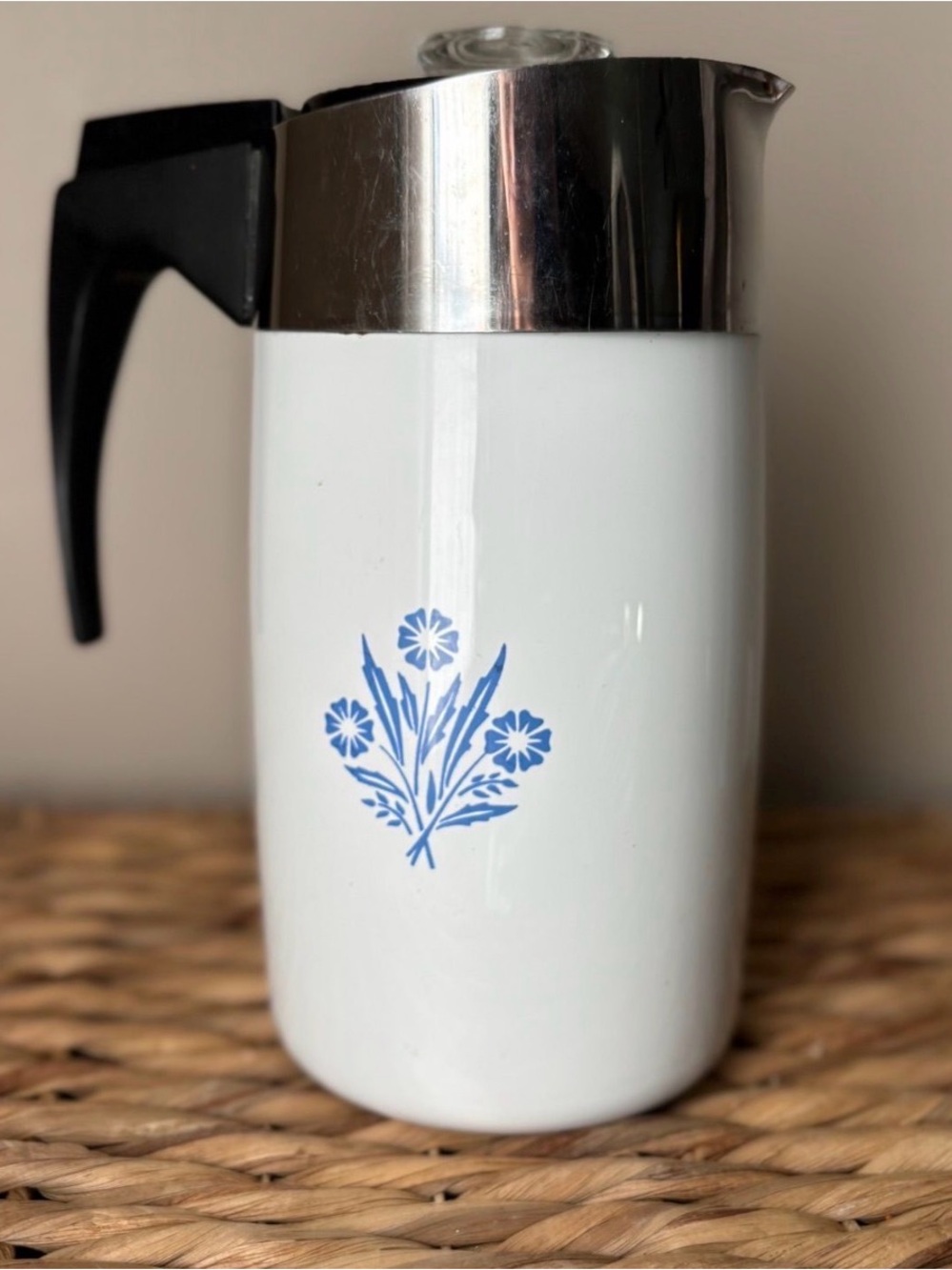 Vintage Corningware Percolator with Blue Cornflower
